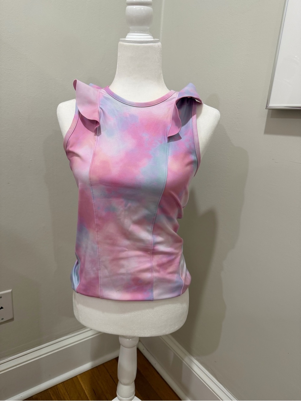 Urban Savage Sleeveless Ruffle Tie-Dye Tank Top - Pink & Lavender